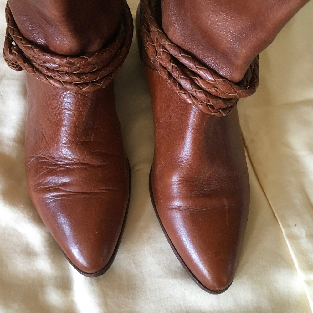 Leather mid calf boots